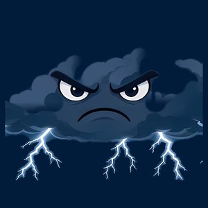 Cartoon scowling storm cloud with lightning, the Survivor Mang RN avatar